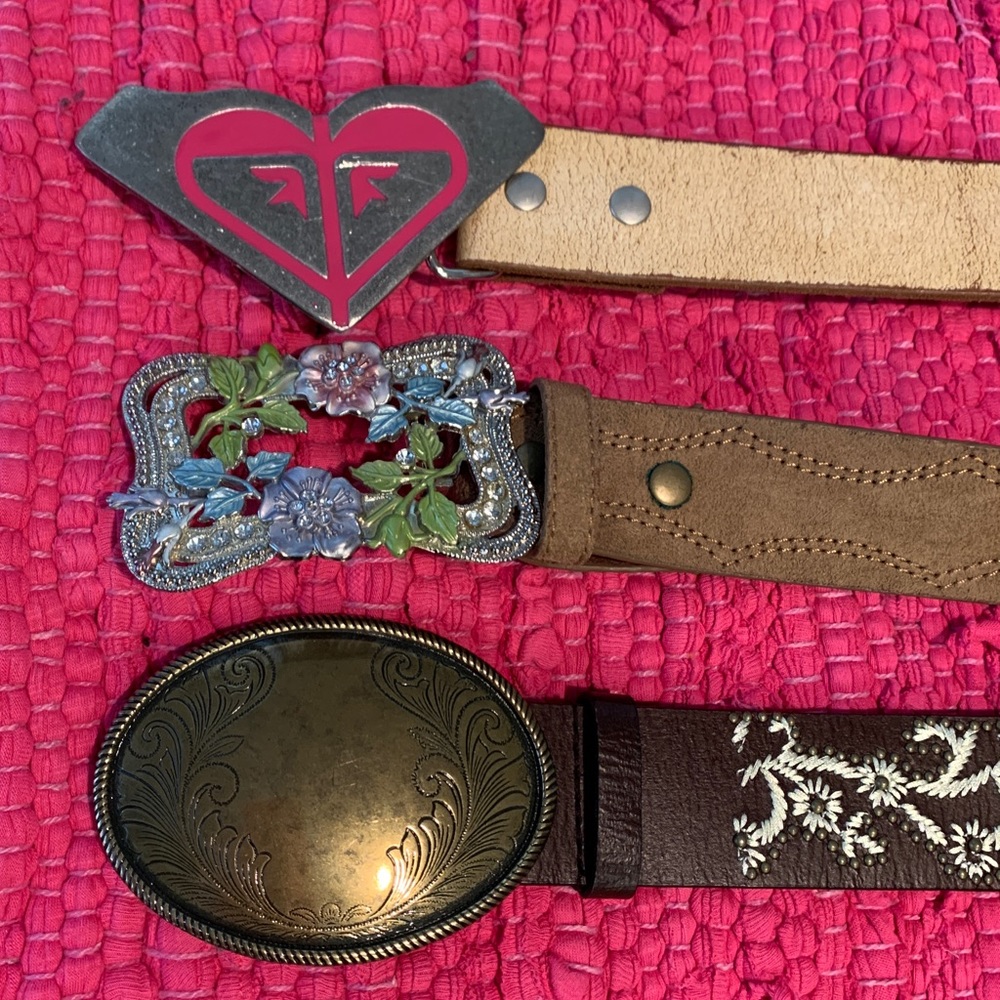 3 belt buckles and belts!! Lovely!